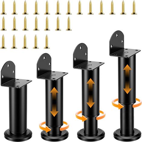 Pieds réglables pour meubles, pieds de lit, support pour téléviseur, table basse, pieds télescopiques antidérapants (4 pièces) (1/4)