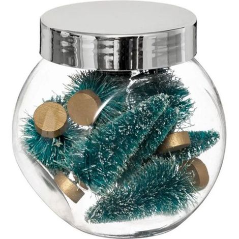 Paris Prix - Lot De 5 Sapins Enneigés Déco bocal 7cm Vert