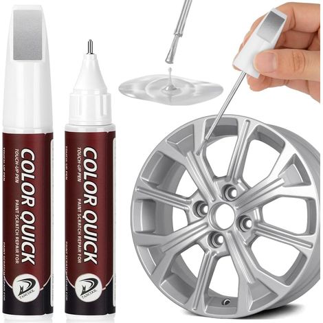 Stylo Retouche Peinture Voiture 12ml, Stylo Anti Rayure Voiture Carrosserie, Stylo Efface Rayure pour Jantes Alliage et Carrosserie Automobile, Convient à la plupart des Voitures (Argent) (1/5)