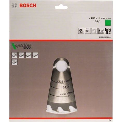 Hoja de sierra circular BOSCH Optiline WoodØ 30mm - 235X30/25X2.8 - 2 608 640 725