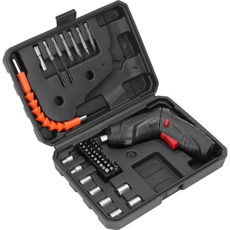 Tournevis électrique mini pliable, rechargeable par USB avec batterie lithium 3,6 V, noir