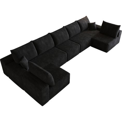 Modulares Ecksofa in L-Form aus Cordstoff, 422 cm, Schwarz, MODENUIT (1/5)
