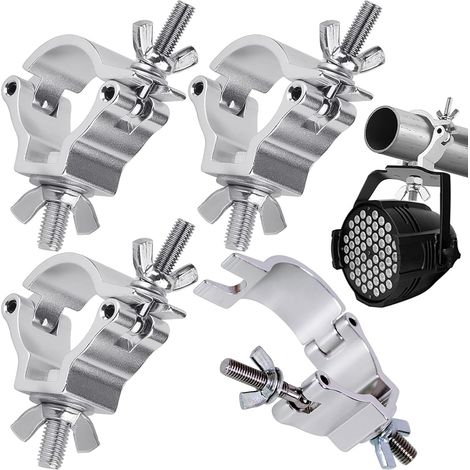 Crochets de Fixation Éclairage de Scène,4pcs O-clip en Alliage D'aluminium Crochet Semi-cône Coupleur Ferme Lumière à la Truss 30-35MM Charge Max 100KG (Silver hook) (1/5)