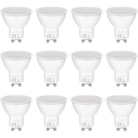 Lot de 12 Ampoules LED GU10 5W Equivalent 50W, 3000K 400LM Angle de Lumière 120° AC 220-240V, Non Dimmable Sans Scintillement économie ampoule LED Blanc Chaud pour Chambre Salon Cuisine Jardin