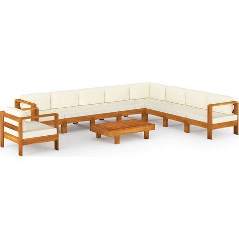 Maison Exclusive - Set da Giardino 10 pz con Cuscini 100x60 cm Legno di Acacia (1/5)