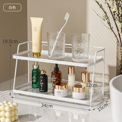 Étagère de salle de bain et toilettes en style crème – Étagère murale avec espace de rangement pour lavabo, idéale pour cosmétiques, produits de soin et accessoires (blanc)