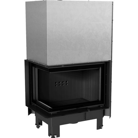 Kamineinsatz aus Stahl KRATKI MBZ links 13 kW Ø 200 mit Schiebetür schwarz Verkleidung (1/5)