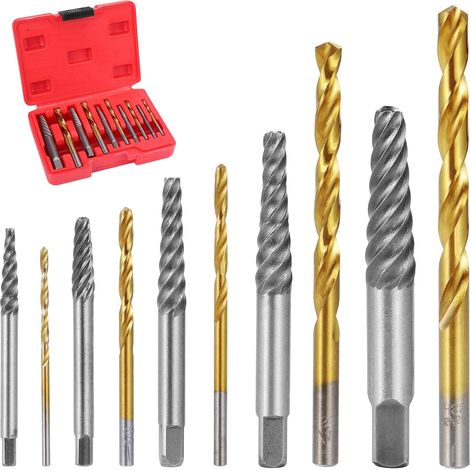 Packung mit 10 Schraubenausdrehern inklusive Kobaltbohrern für Linkshänderbohrmaschinen (1/5)