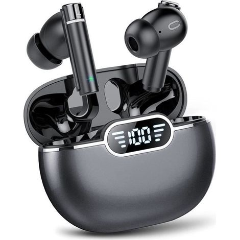 Ecouteur Sans Fil Bluetooth 5.3 Son Hi-Fi Stéréo Étanche IPX7 Sport Oreillette Bluetooth Écran LED Casque Bluetooth Noir (1/4)