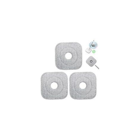 Set mit 3 Mikrofaser-Ersatzpads für Wischmoppköpfe, quadratische Wischmopppads, saugfähig, maschinenwaschbar, für Nass- und Trockennutzung geeignet - Crezuo