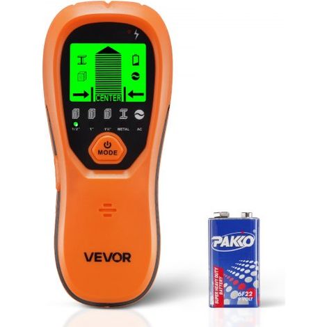 Detector Electrónico de Vigas de Pared 5 en 1, con Sensor Inteligente, Pantalla LCD y Alarma Sonora a Detectar Vigas de Madera y Metálicas, Cables Eléctricos, Naranja, 170 x 72 x 37 mm (1/5)