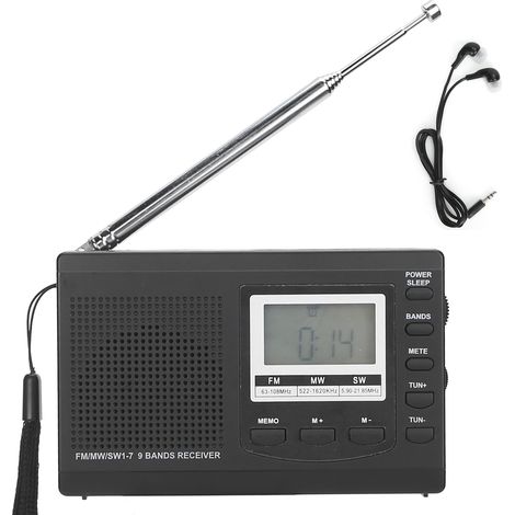 Radio FM Portable Mini HRD-310 avec Réveil Numérique et Écouteurs 3.5mm pour MW/SW (1/5)