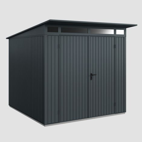 Hörmann Ecostar Metall-Gerätehaus Trend mit Pultdach Typ 2, 248 x 283 cm, anthrazitgrau, 5,7 m², 2-flüglige Tür