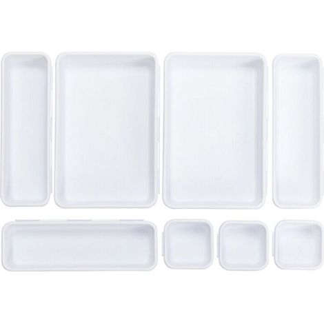 Tiroirs de rangement, Système de rangement de cuisine, Organisateurs de tiroirs, Boîtes à plateau en plastique transparent empilables Rangement pour tiroirs, Organisateurs de tiroirs en plastique (1/5)