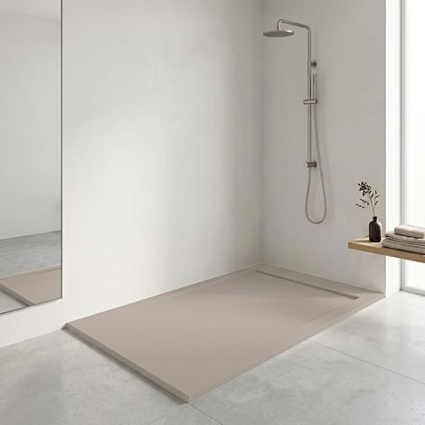 Receveur de douche Resine FLOW Sable - 70x90 cm - Grille + Valve OFFERTE (1/5)