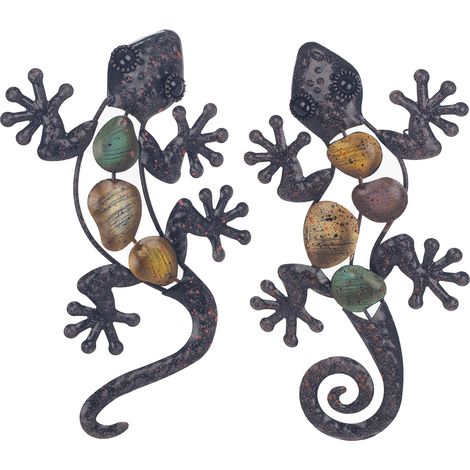 Signes Grimalt Metallanhänger Wand Adorno Eidechsen Set 2 Einheiten Grey Garden 12x22x1cm 43027