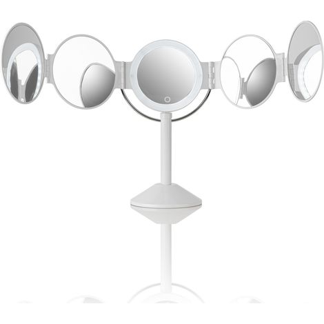 Specchio da tavolo con led in plastica bianco cm. L.25xP.20,5xH.46,5