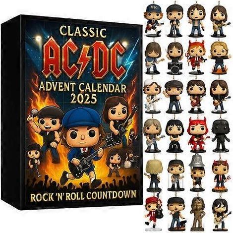 Calendrier de l'Avent AC/DC classique, boîte surprise, pendentif sapin de Noël en acrylique, ornement de collection sur le thème de la musique