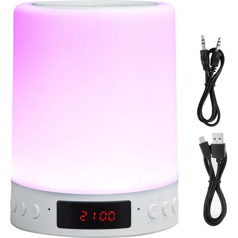 Bluetooth-Wecker mit Lautsprecher, mehrfarbiger Touch-LED-Schreibtischlampe und Nachtlicht (1/5)