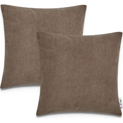 Paco Home Fundas Cojines Decorativas Funda Cojín Pana Juego Sofá Decoración 2pcs-Set, Marrón 2