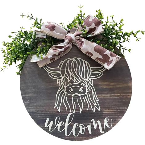 Highland Porte printanière en Bois pour Porte d'entrée, nœuds, Feuilles – Décoration Printemps avec Motif Floral pour Porte d'entrée, Mur, fenêtre, décoration pour la aison, (1/5)