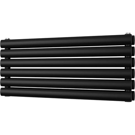 Omeara Axis - Black Horizontal Radiator H348mm x W800mm Double Panel