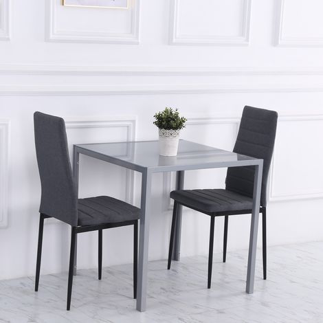 Tavolo da pranzo quadrato per 4 persone in vetro temperato, 75 x 75 x 75 cm, grigio HAVRYA (1/5)
