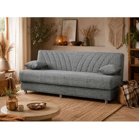 Domo Mea Divano Letto Fiji 3 Posti Grigio 183x81x89 cm con Vano Contenitore (1/3)