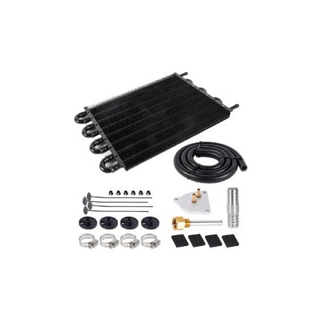 Universal car modification parts: air conditioning pipes with condenser, transmission radiator, 4-row, 6-row, 8-row oil cooler - 8-row black kit (1/4)