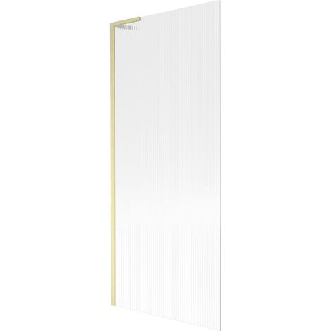 Mexen Next L Badewannenfaltwand 1-flügelig 80 x 150 cm, gestreift, gold gebürstet - 895-080-000-03-09-55 (1/5)
