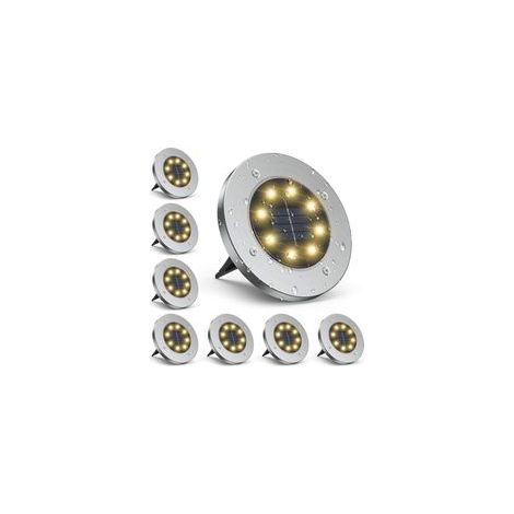 Optionale Solar-Bodeneinbauleuchten für die Bodenbeleuchtung, Garten- und Wegegestaltung (20 LEDs/16 LEDs/12 LEDs/8 LEDs/4 LEDs) 1 Stück (12 warmweiße LEDs) - Crezuo