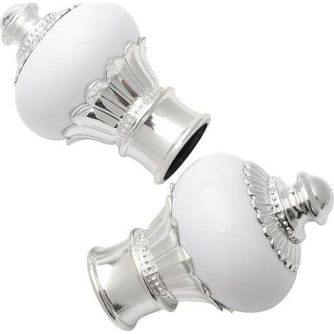 2 Embout de Tringle à Rideau Simple de Rechange en Forme de Pétales Blancs Capuchons Décoratifs pour Tringles Décoratives de Fenêtre Simple Convient pour Tringle 28mm (Blanc) (1/5)