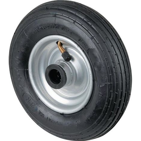 Roue gonflable 200 mm – Capacité 80 kg – Jante en acier galvanisé – Surface de roulement en caoutchouc noir – Profil rainuré – Bs Rollen - 3000275825 (1/5)