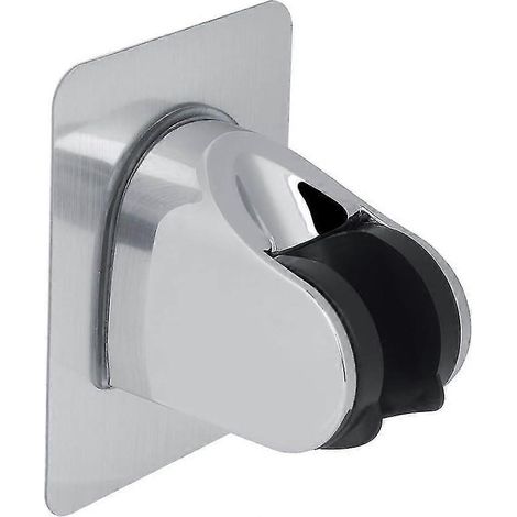 Support de douche portable chromé auto-adhésif, réglable, pour barre de douche coulissante de salle de bain (1/3)