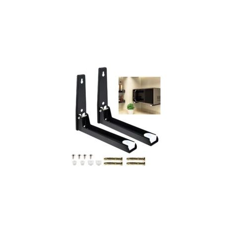 Houhence – Support mural pour micro-ondes en acier inoxydable – Longueur ajustable 235-400mm – Capacité 40kg – Installation facile avec accessoires - Crezuo