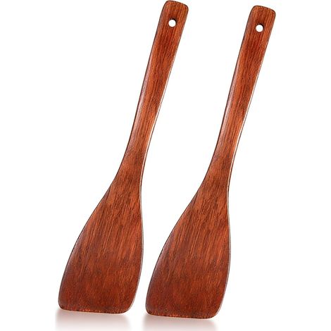 Spatola da cucina in legno, 2 spatole antiaderenti in legno, spatole da cucina smussate, spatole da cucina resistenti al calore, pratici ausili da cucina per cucinare e arrostire senza sforzo, 33 cm (1/5)
