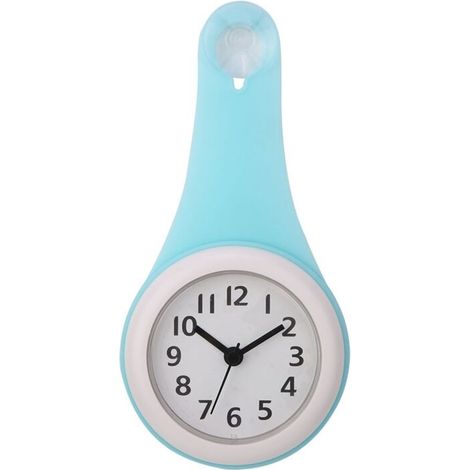 Wanduhr für Küche und Bad, modernes Design, wasserdicht, dekorativ, Kleiderschrank - 22 cm, blau, 1 Stück (Batterien nicht enthalten)