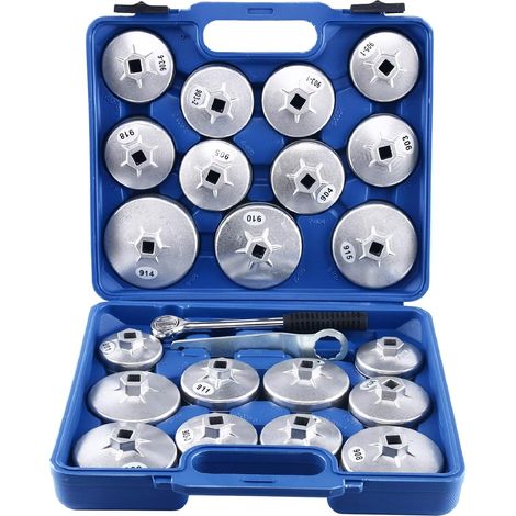 23PC Clé à capuchon de retrait du filtre à huile Ensemble de douilles de garage Outil de garage de retrait automobile (1/5)
