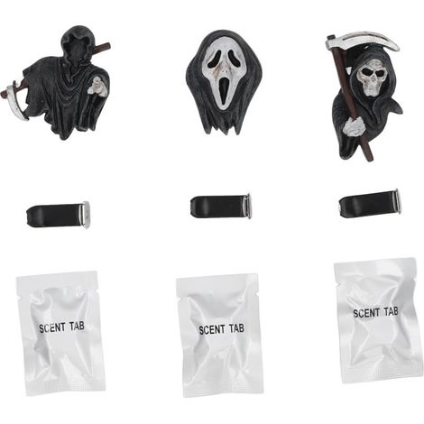 Lot 3 pièces déco crâne mignon pour voiture, accessoire parfumé garder senteur, décoration Halloween auto maison cadeau festif (1/5)