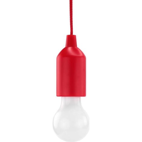 Lampe LED portable rouge avec interrupteur à tirette, blanc chaud - lampe mobile idéale pour les abris de jardin, les tentes, le camping, les greniers, les armoires ou la décoration de fêtes (1/4)