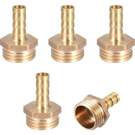 5 Pcs Raccord cannelé tuyau en laiton connecteur, adaptateur de tuyau Mâle Raccord Tuyau D&39arrosage, Connecteur Cannelé En Laiton Pour Pompe Eau (1/4)