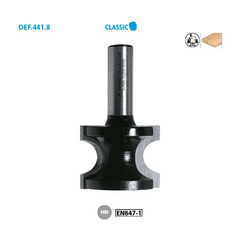 Mèche 1/2 rond Classic ø 22 ø Queue 8 Long. Utile 15 Nbr coupes 2 Rayon 3mm (1/2)