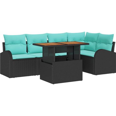 Garden Sofa Set with Storage 6 pcs Black Poly rattan vidaXL (1/5)