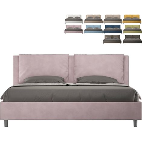 Letto matrimoniale king size con rete imbottito 200x200 microfibra glicine Appia (1/5)