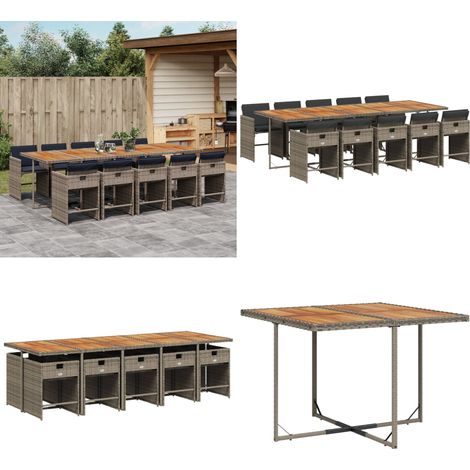 Ensemble à manger de jardin 11pcs avec coussins gris poly rotin - Salon De Jardin - Meuble De Jardin - Set De Jardin - Table De Jardin - Chaises De Jardin - Home & Living (1/5)