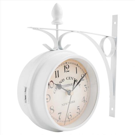 Runde, doppelseitige Wanduhr aus Eisen im Retro-Stil mit zwei Stationen, runder Kronleuchter, Wanduhr für Zuhause (1/5)