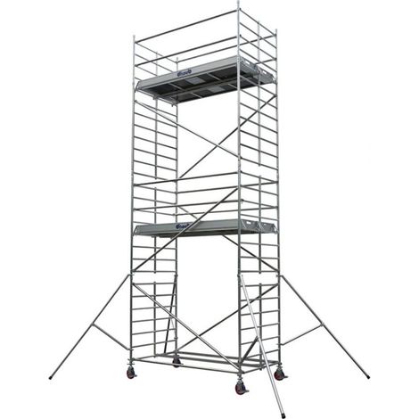 DUARIB - Échafaudage roulant aluminium Docker – Version lisses – Largeur 150 cm – Hauteur max 11,90 m – Longueur 2,05 / 2,54 / 2,95 m - Hauteur de plateau 2,9 m - L 2,95 x l 1,5 m