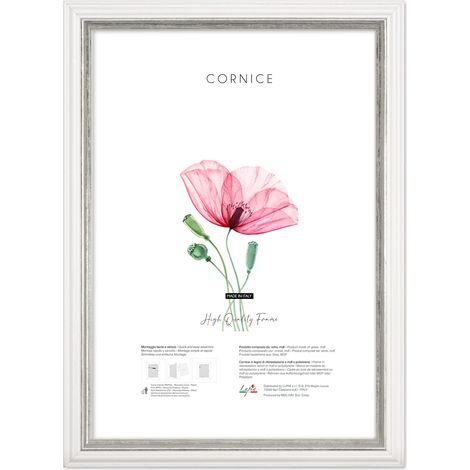 Lupia - Cornice portafoto da parete Bianca con profilo Argento WHITE SILVER, per foto, stampe artistiche, poster, quadri moderni 30x40 cm (1/4)