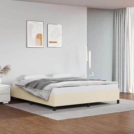 Lit double pour adulte Moderne - Cadre de lit Crème 180x200 cm Similicuir BV424246 - BonneVie (1/5)
