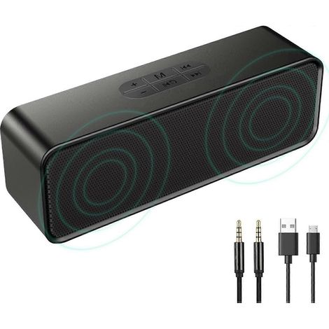 Bluetooth 5.0 sans fil, son stéréo 3D, microphone intégré, prise en charge des appels mains libres, prise en charge des clés USB/entrées audio AUX/cartes TF, enceinte étanche IPX5. (1/4)